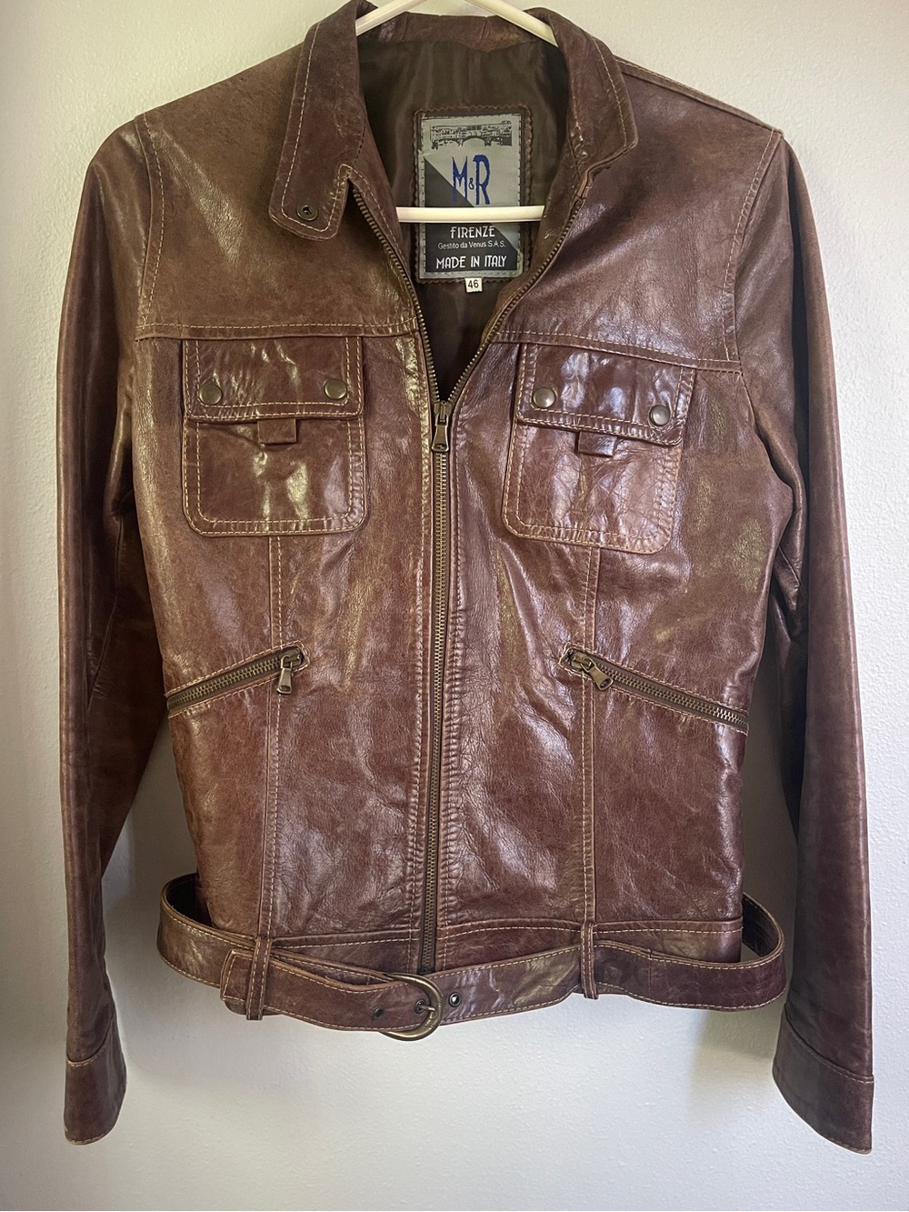 Made in Italy Womenβs Brown Leather Zip Jacket